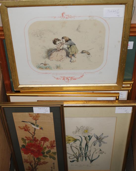Four gilt framed botanical prints and four others, variously framed, largest 32 x 47cm